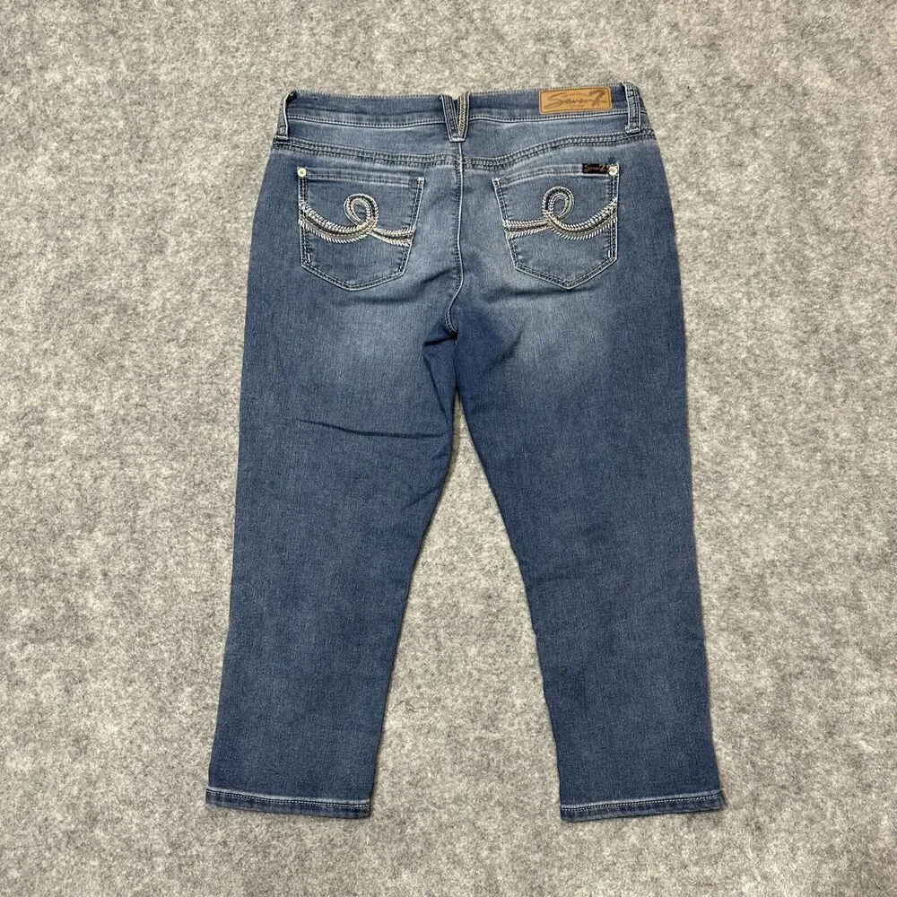 Seven7 Girlfriend‎ Women's Cropped Jeans Size 6 Blue Medium Wash Denim